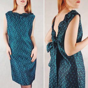 Vintage 1960s backless taffeta cocktail mini dress